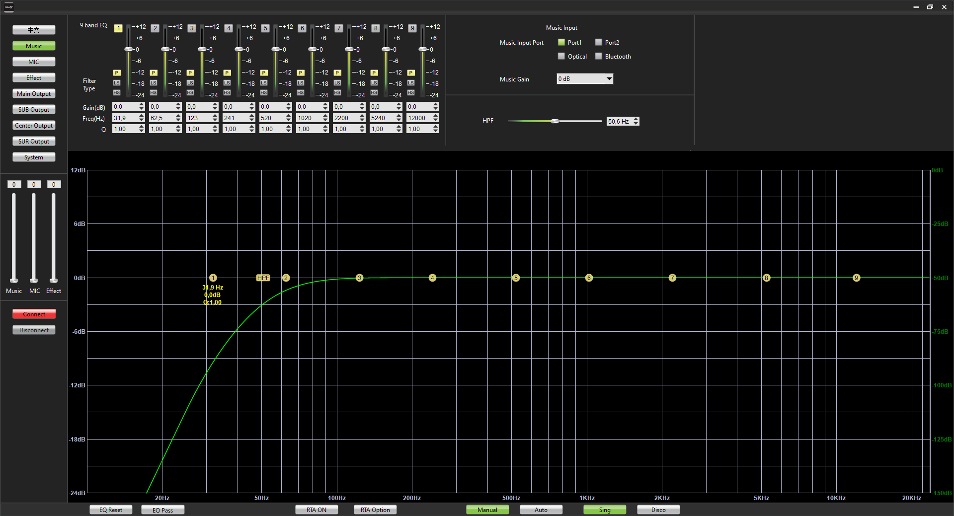 Giao diện phần mềm vang số Felix FD68
